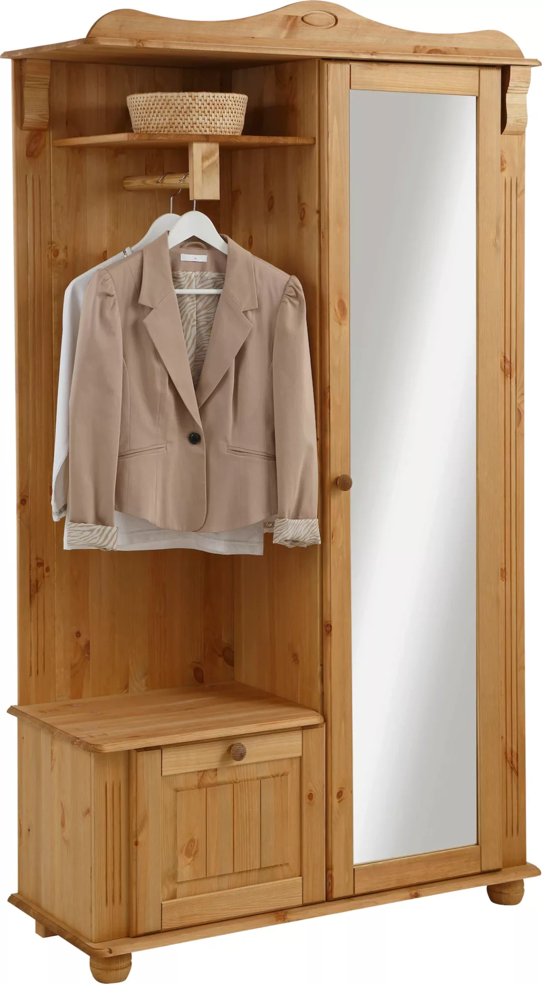 Home affaire Kompaktgarderobe "Adele", Breite 108 cm, mit Spiegeltür, aus m günstig online kaufen