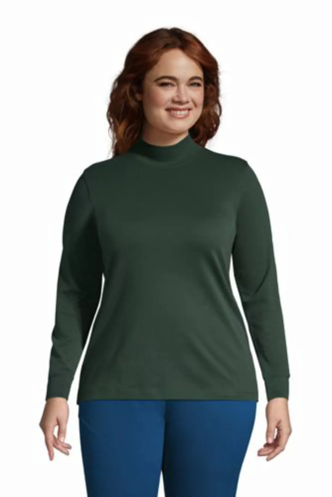 Stehkragen-Shirt in großen Größen, Damen, Größe: 48-50 Plusgrößen, Grün, Ba günstig online kaufen