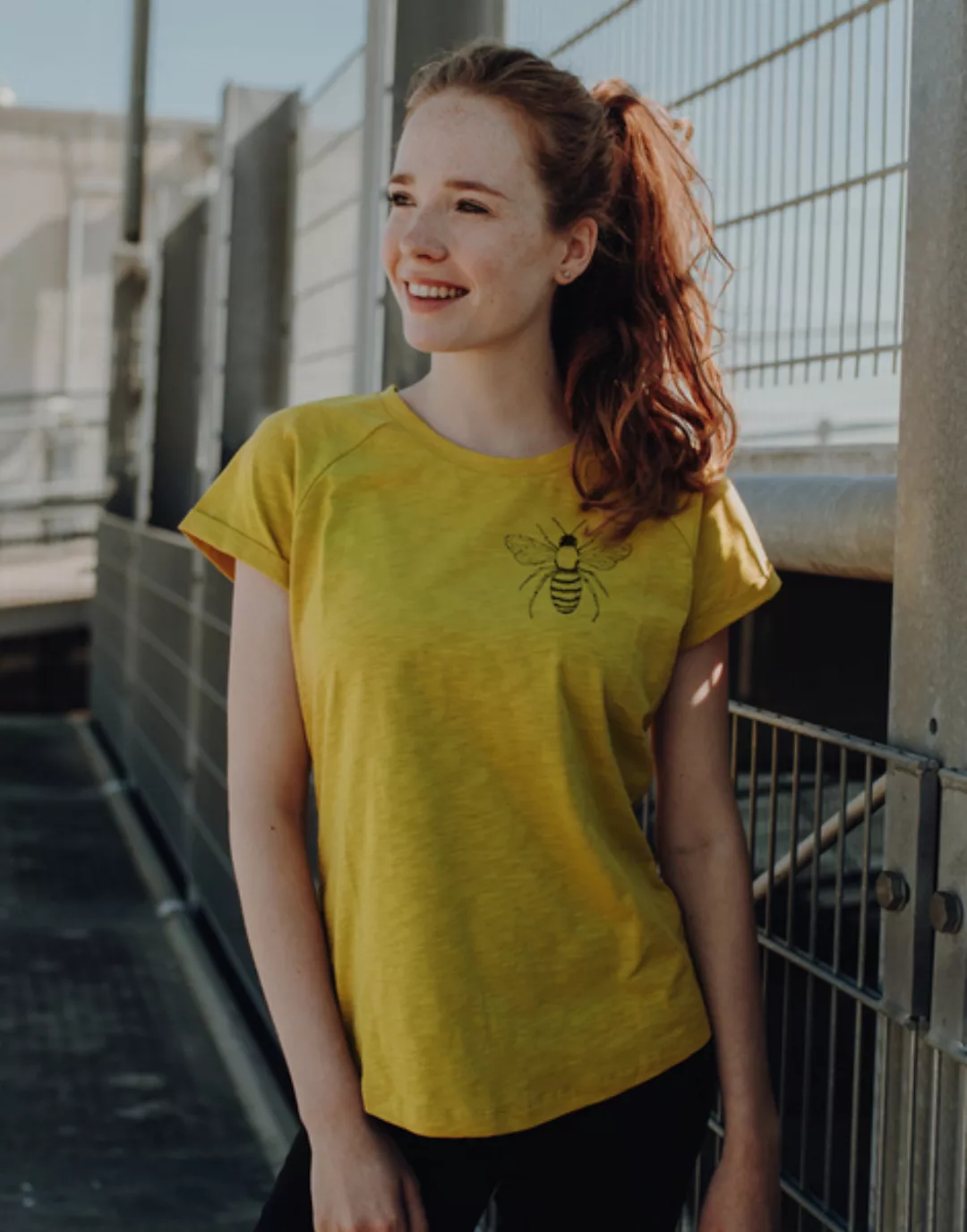 Damen Raglan Slub Shirt Mit Biene Aus Biobaumwolle Hergestellt In Portugal günstig online kaufen