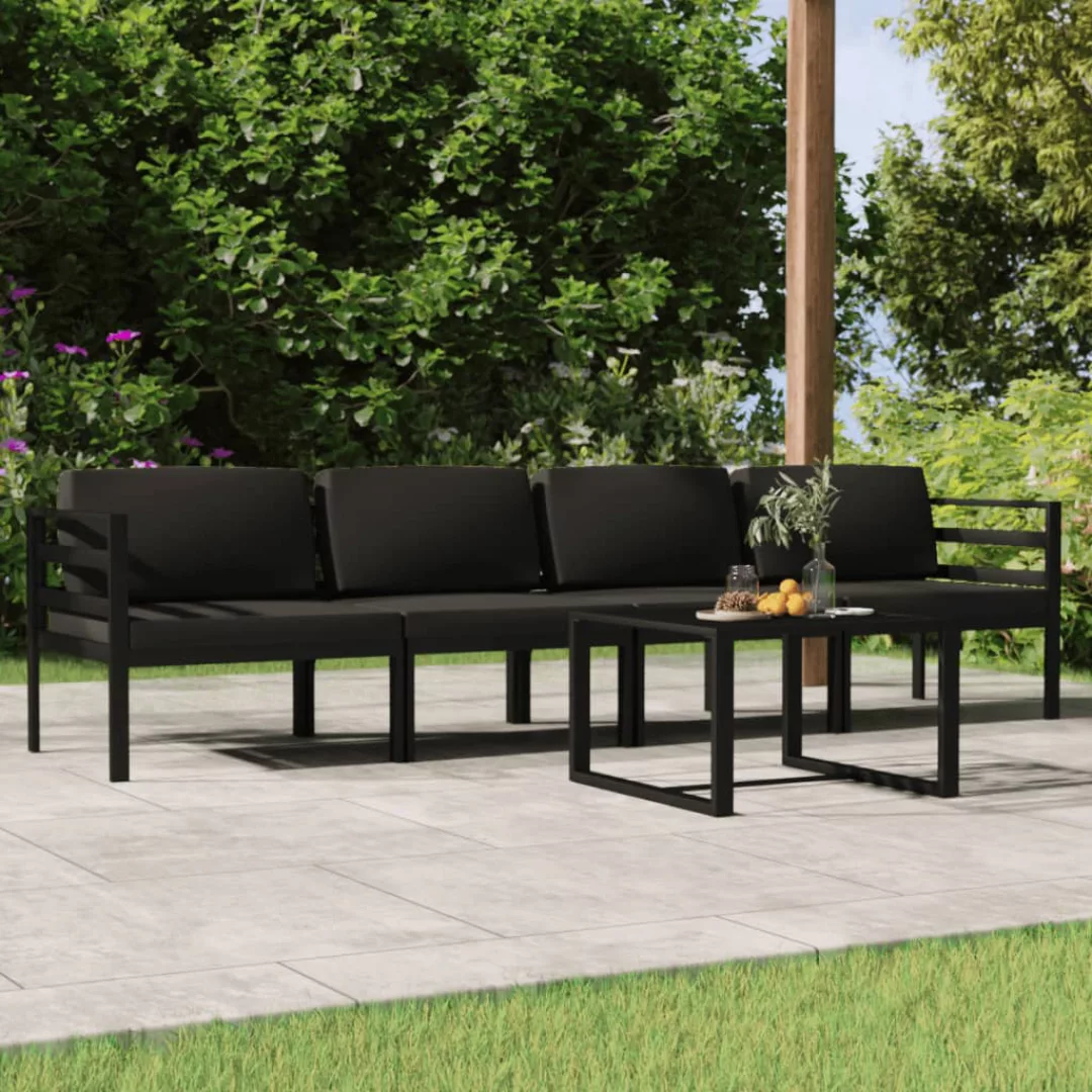 Vidaxl 5-tlg. Garten-lounge-set Mit Kissen Aluminium Anthrazit günstig online kaufen