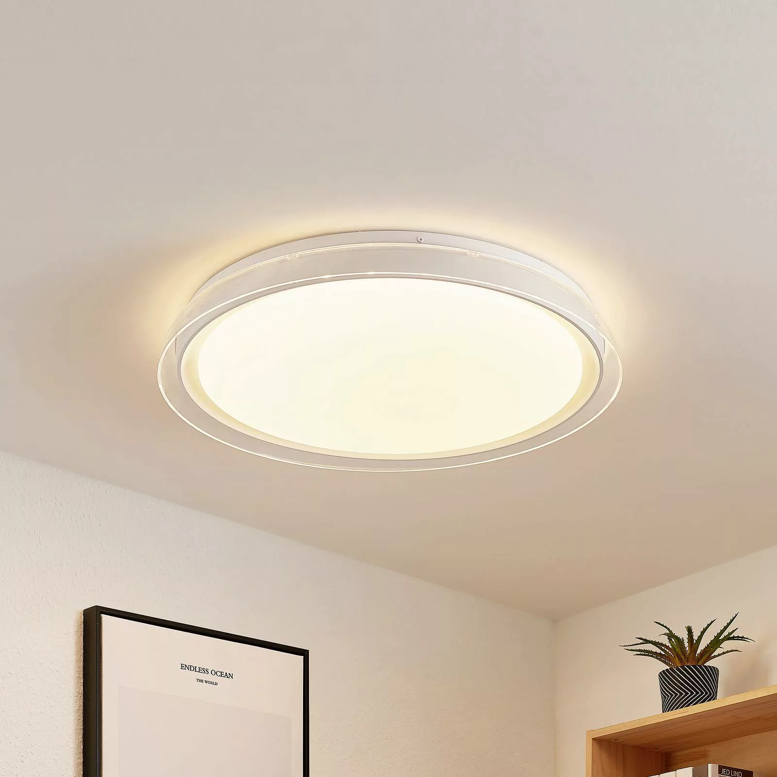 Lindby LED-Deckenleuchte Sleya Ø 50 cm, weiß, CCT, dimmbar günstig online kaufen