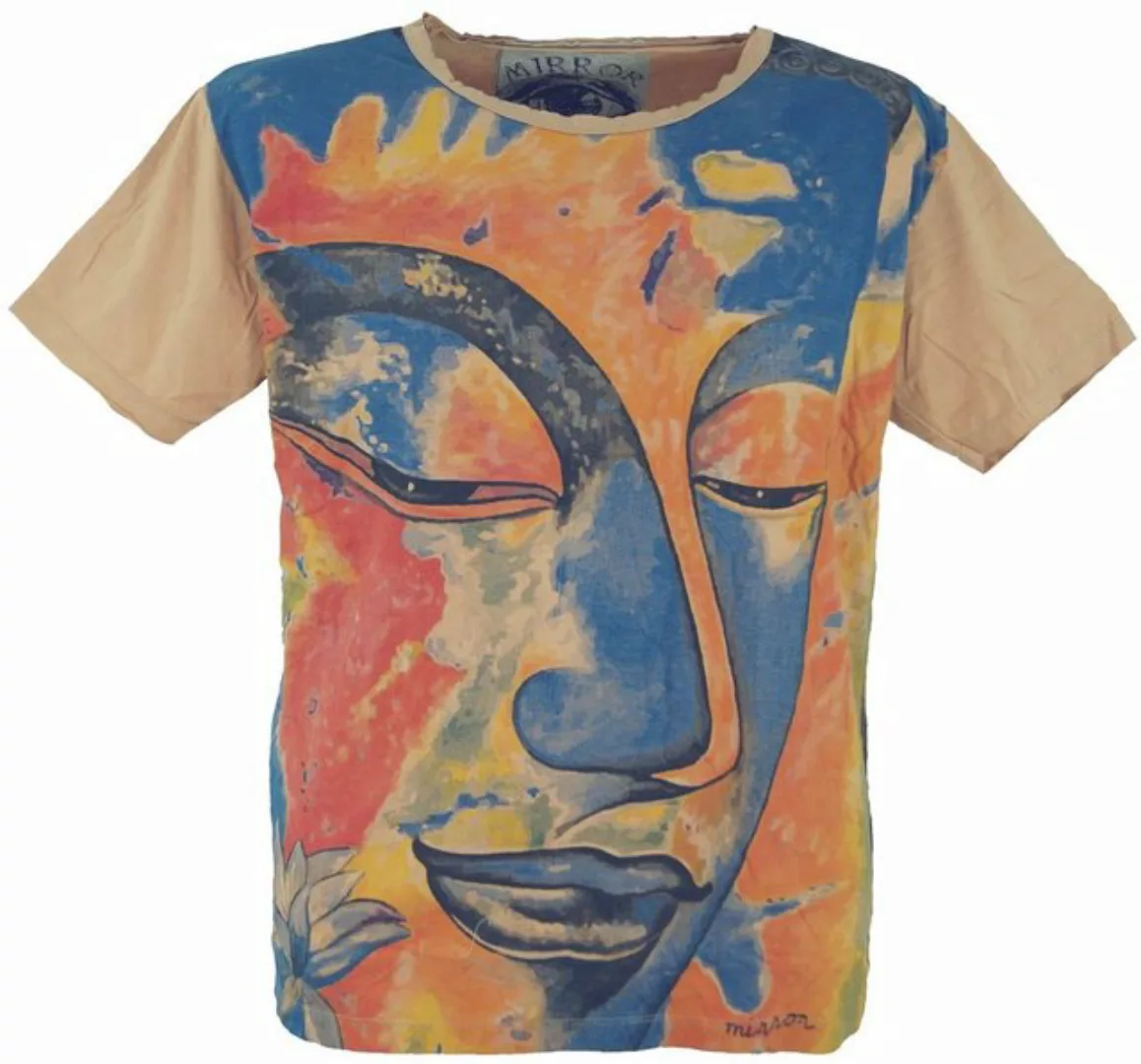 Guru-Shop T-Shirt Mirror T-Shirt - Buddha orange Goa Style, Festival, alter günstig online kaufen