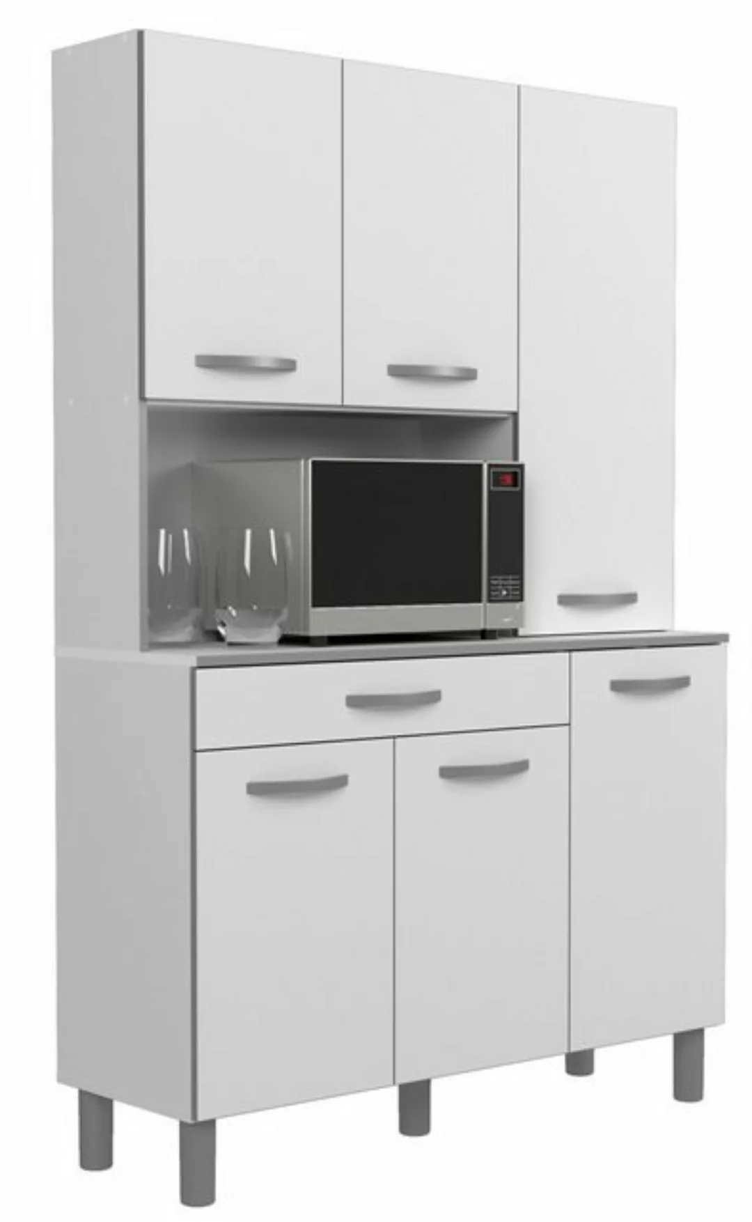 Parisot Küchenbuffet Essential 22 in Weiss / Alu - 120x185x40cm (BxHxT) günstig online kaufen