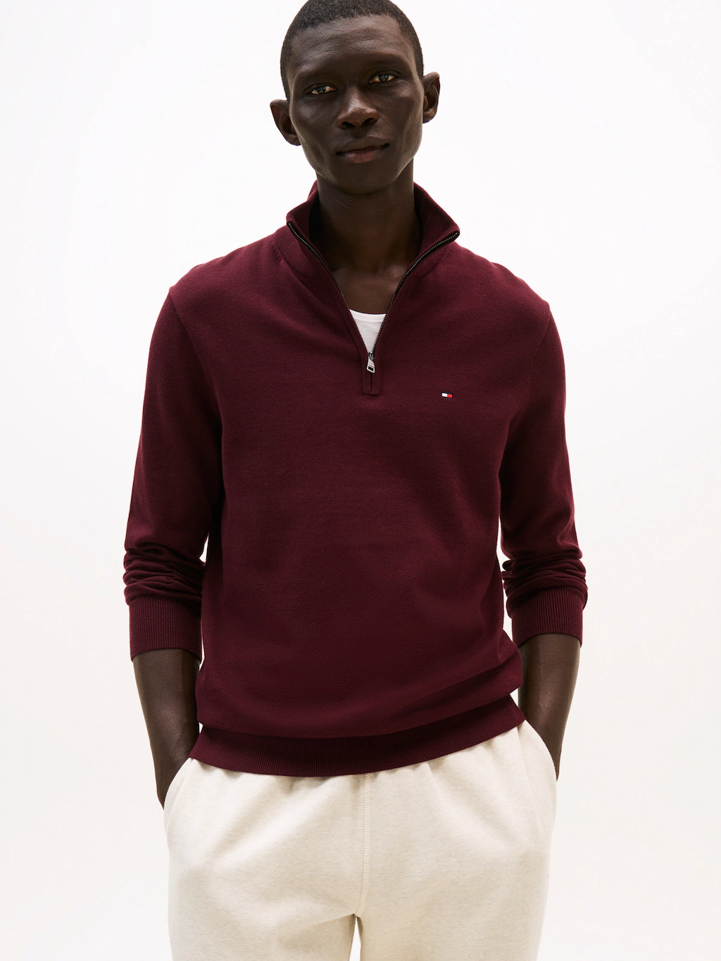 Tommy Hilfiger Troyer "ESSENTIAL COTTON ZIP MOCK" günstig online kaufen