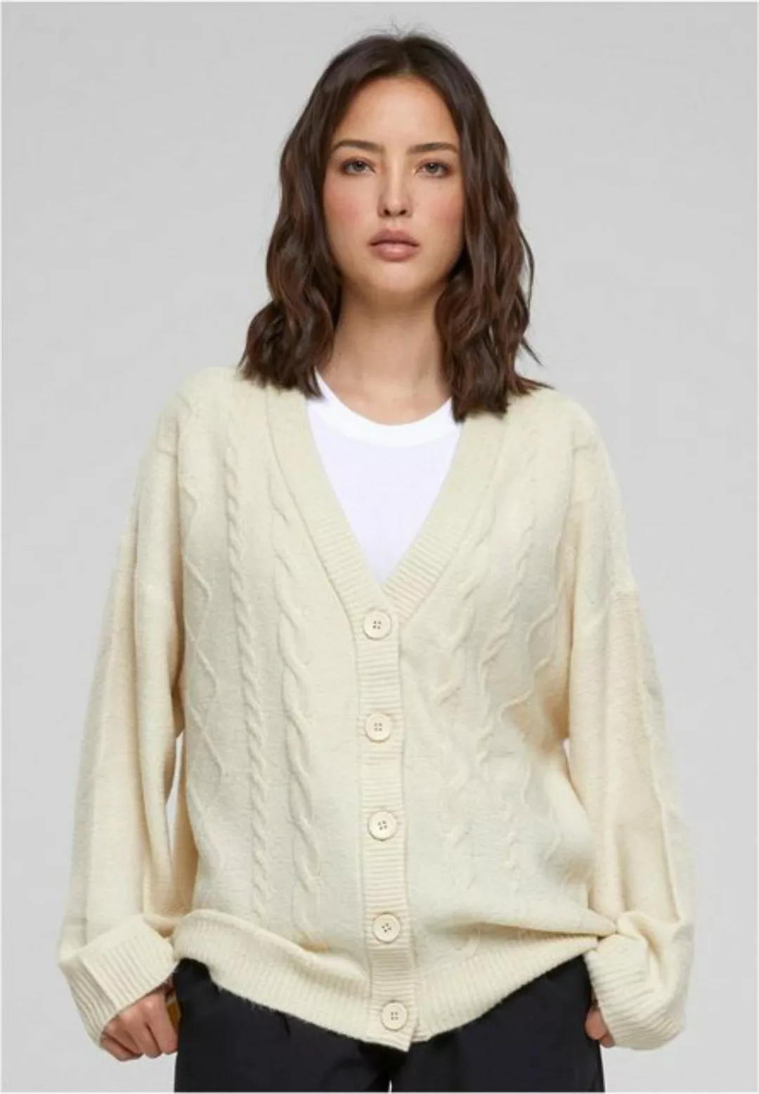 URBAN CLASSICS Cardigan Ladies Cabel Knit Cardigan Damen Strickjacke günstig online kaufen