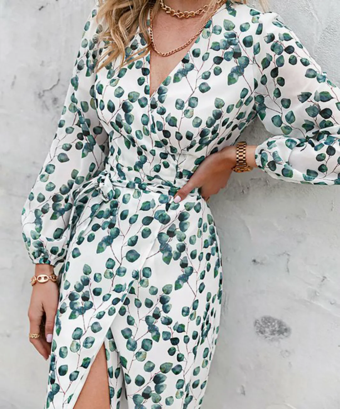 AFAZ New Trading UG Sommerrock Bedrucktes Langarm-Schnür Kleid für Damen im günstig online kaufen