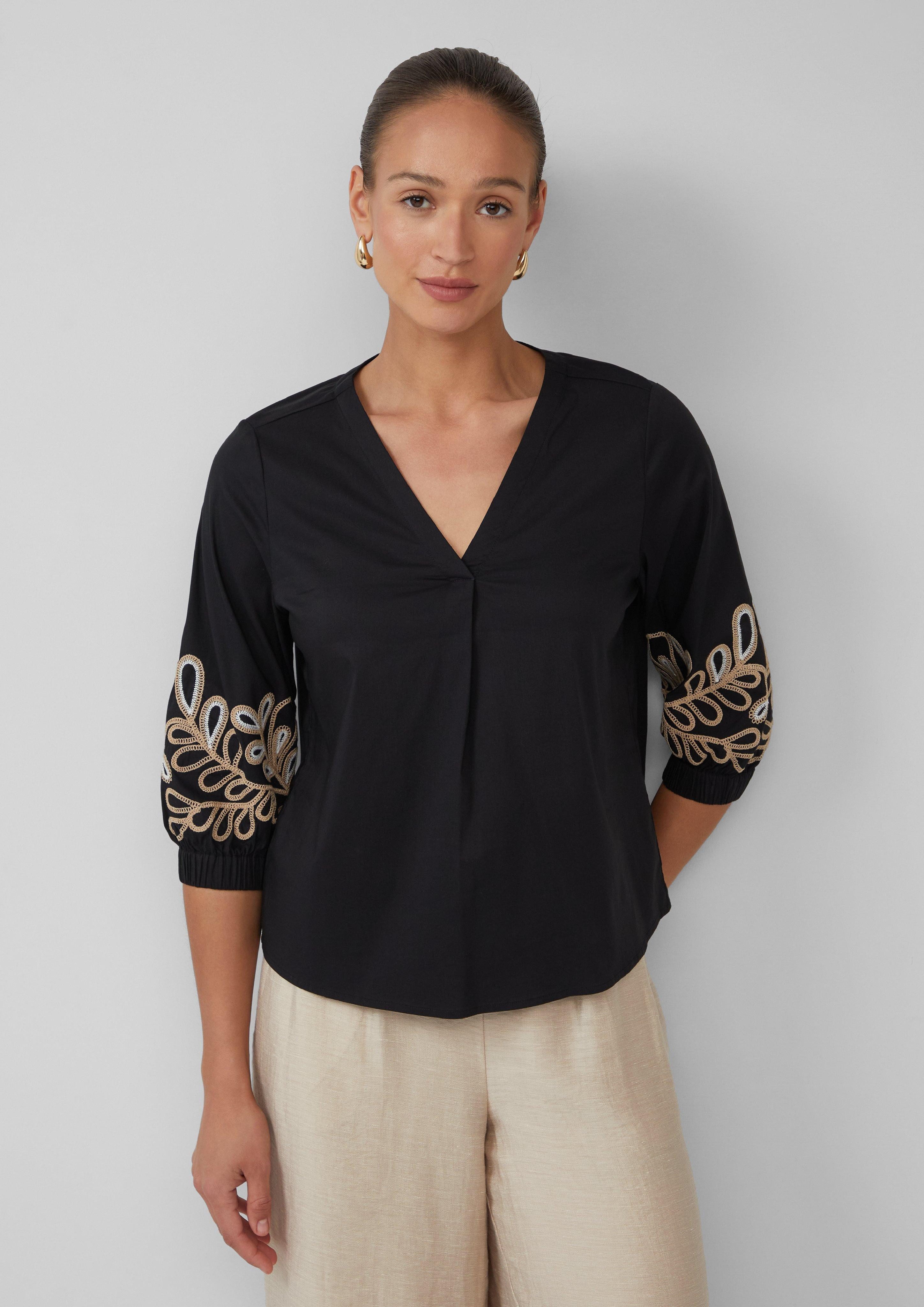 s.Oliver BLACK LABEL Langarmbluse Popeline-Bluse mit günstig online kaufen