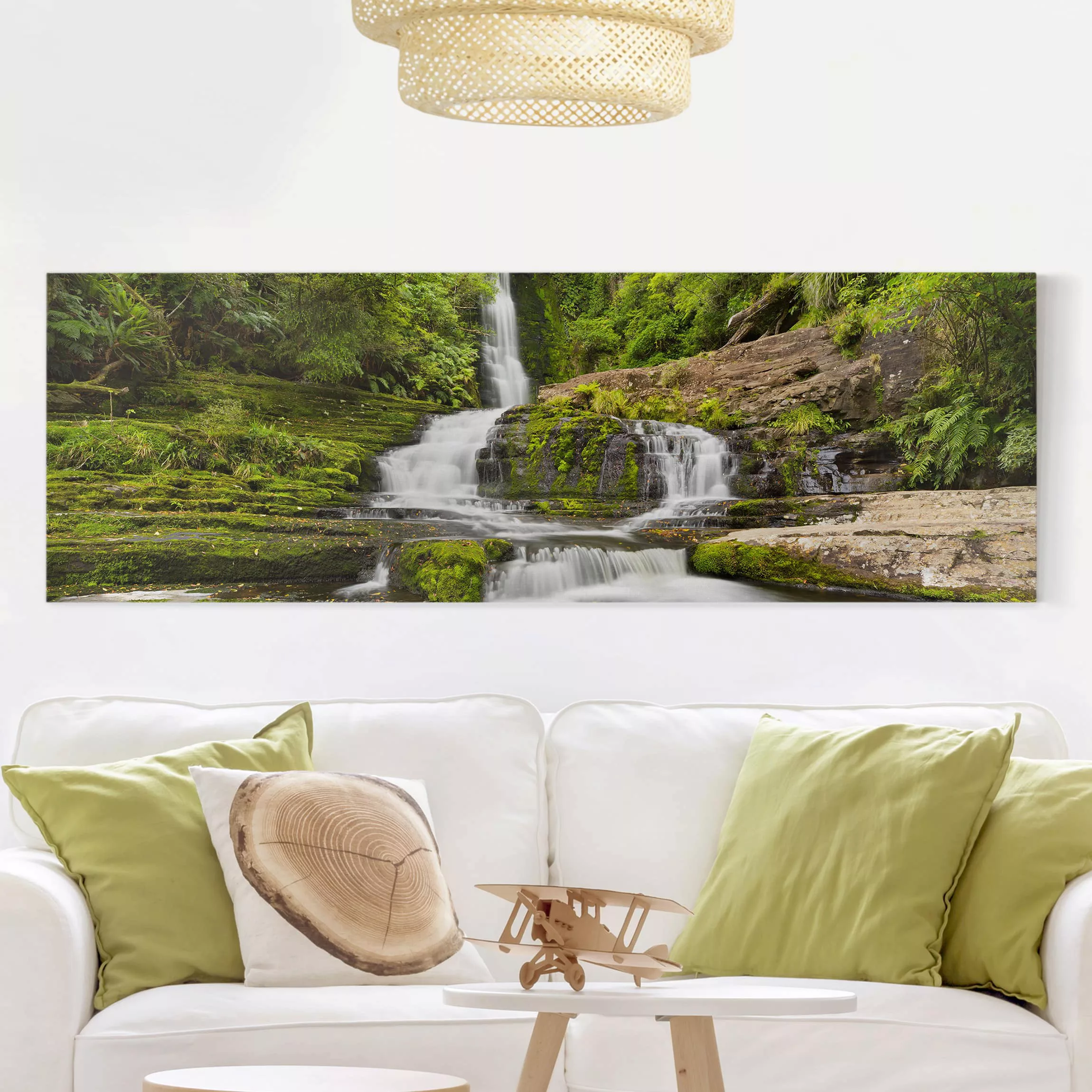 Leinwandbild Natur & Landschaft - Panorama Upper McLean Falls in Neuseeland günstig online kaufen