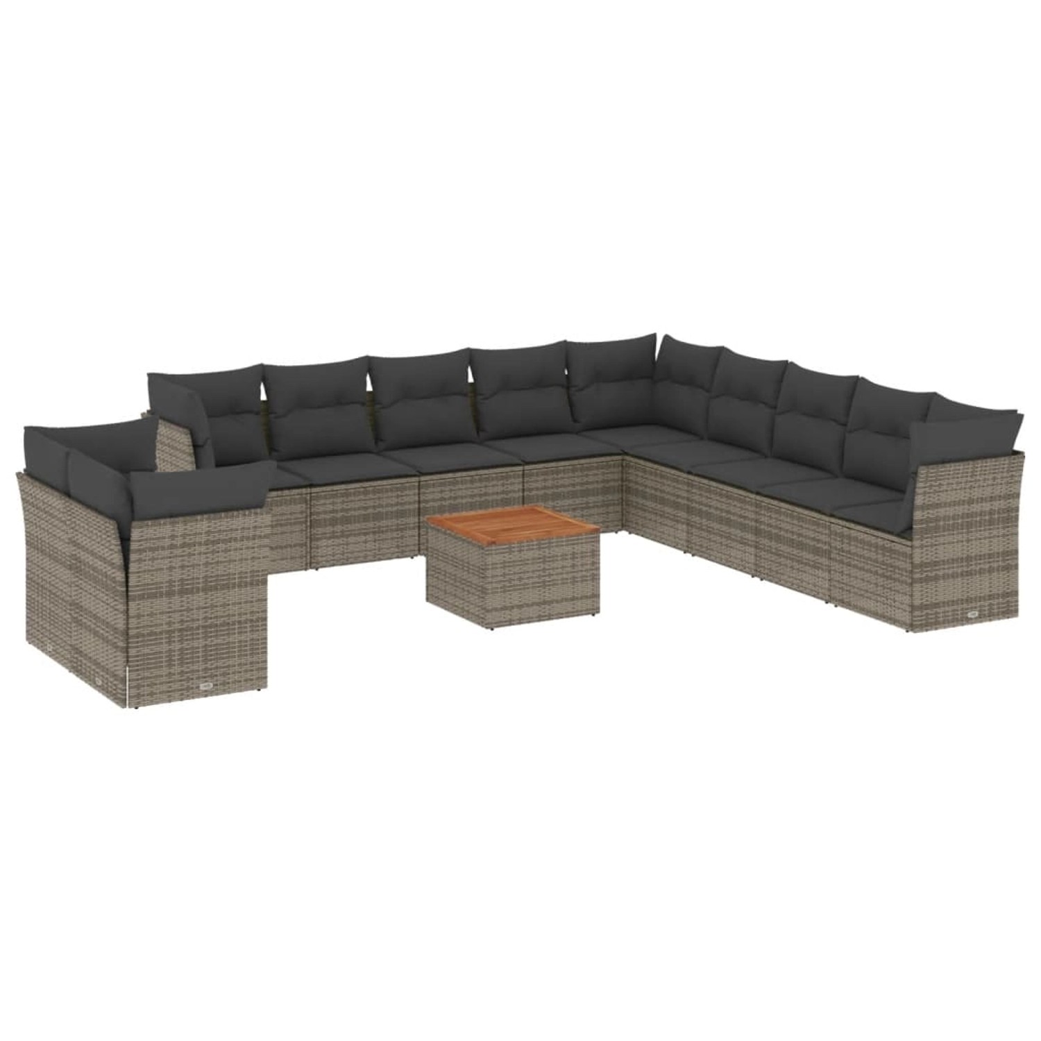 vidaXL 12-Tlg Garten-Sofagarnitur mit Kissen Grau Poly Rattan 3256060 günstig online kaufen