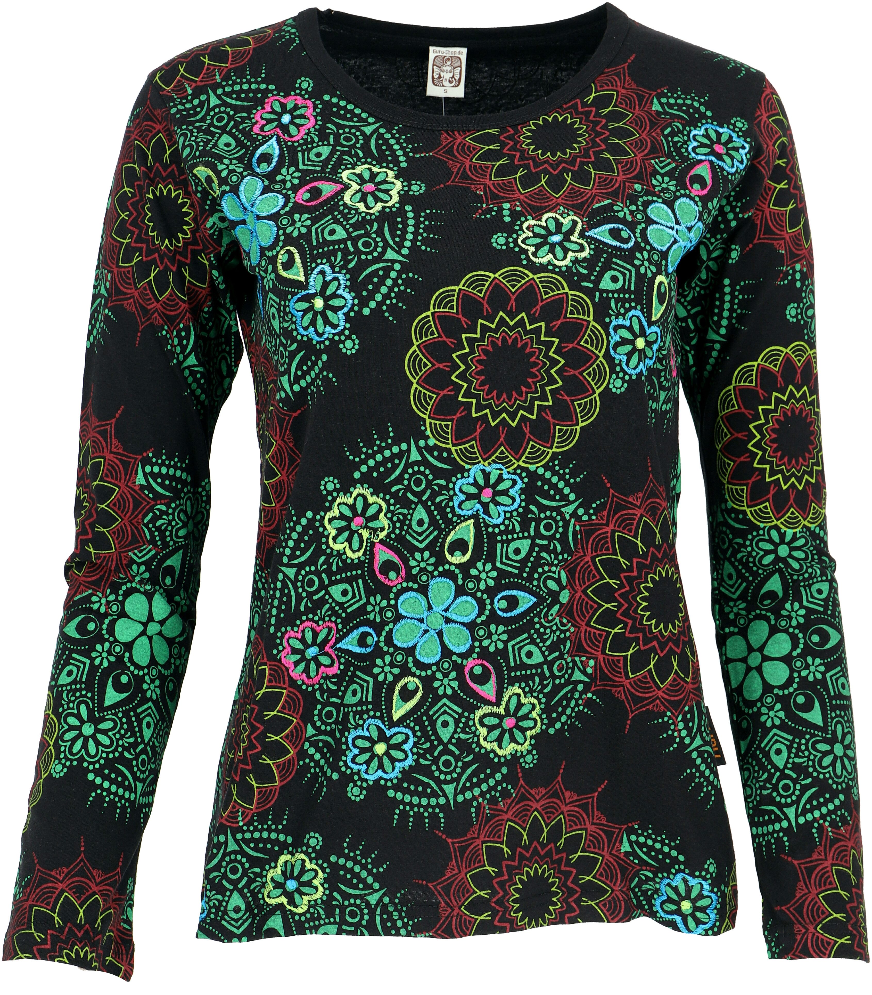 Guru-Shop Longsleeve Besticktes Langarmshirt Hippie chic günstig online kaufen