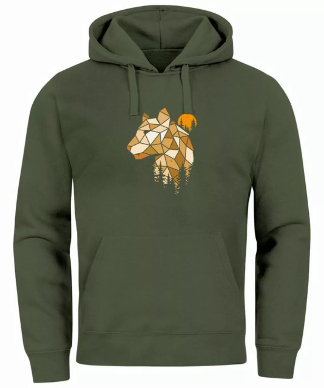 Neverless Hoodie Hoodie Herren Fashion Polygon Print Luchs Wald Tiere Outdo günstig online kaufen