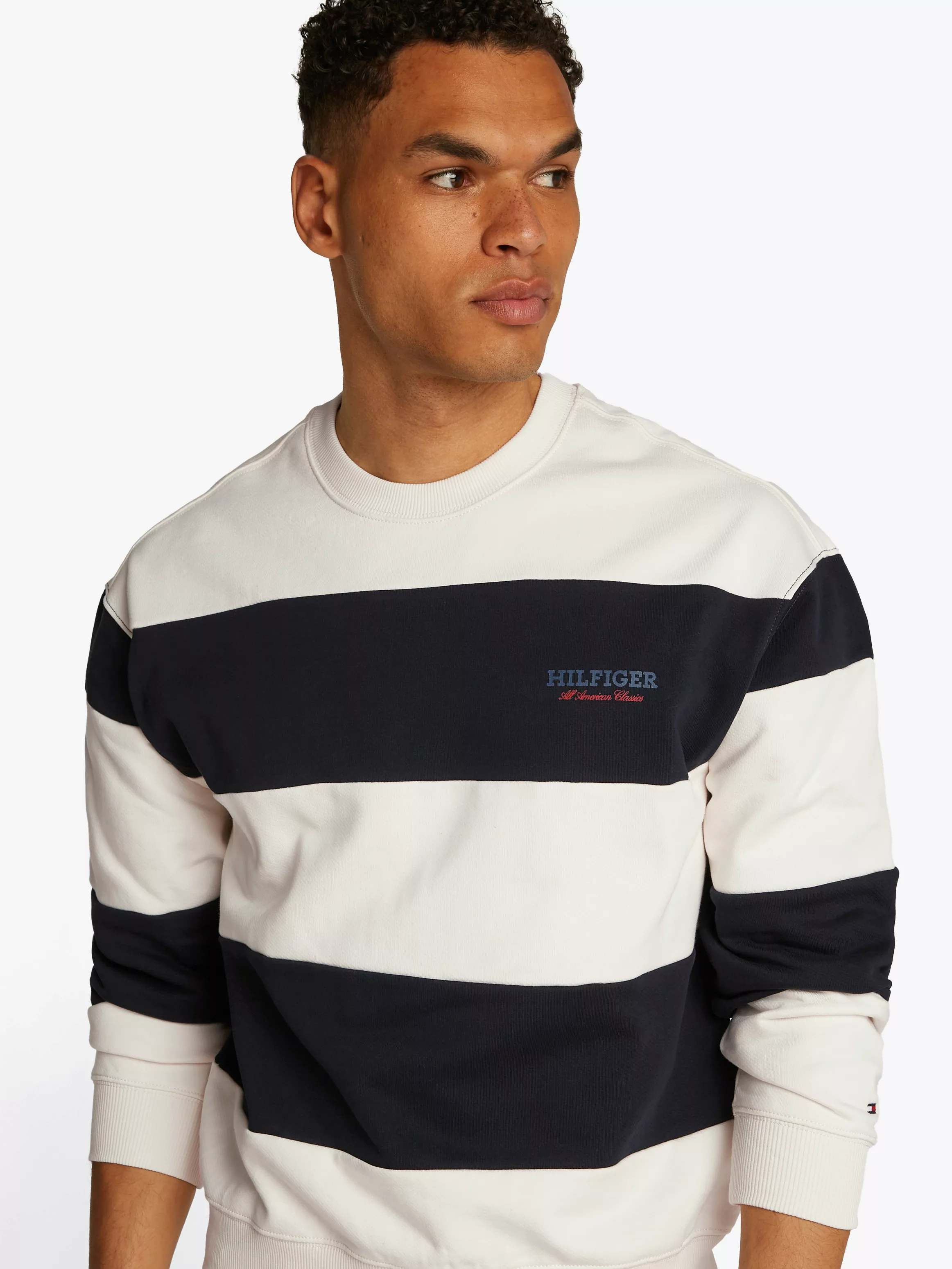 Tommy Hilfiger Sweatshirt "MONOTYPE STRIPE SWEATSHIRT", mit großen Blockstr günstig online kaufen