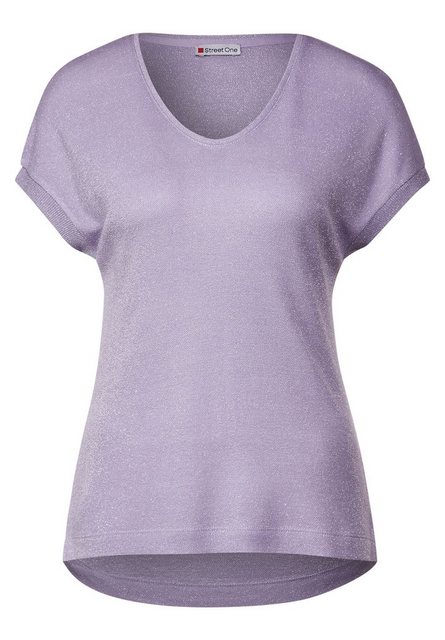 STREET ONE Stricktop LTD QR V-Neck shiny Shirt mit tiefem Rundhalsausschnit günstig online kaufen