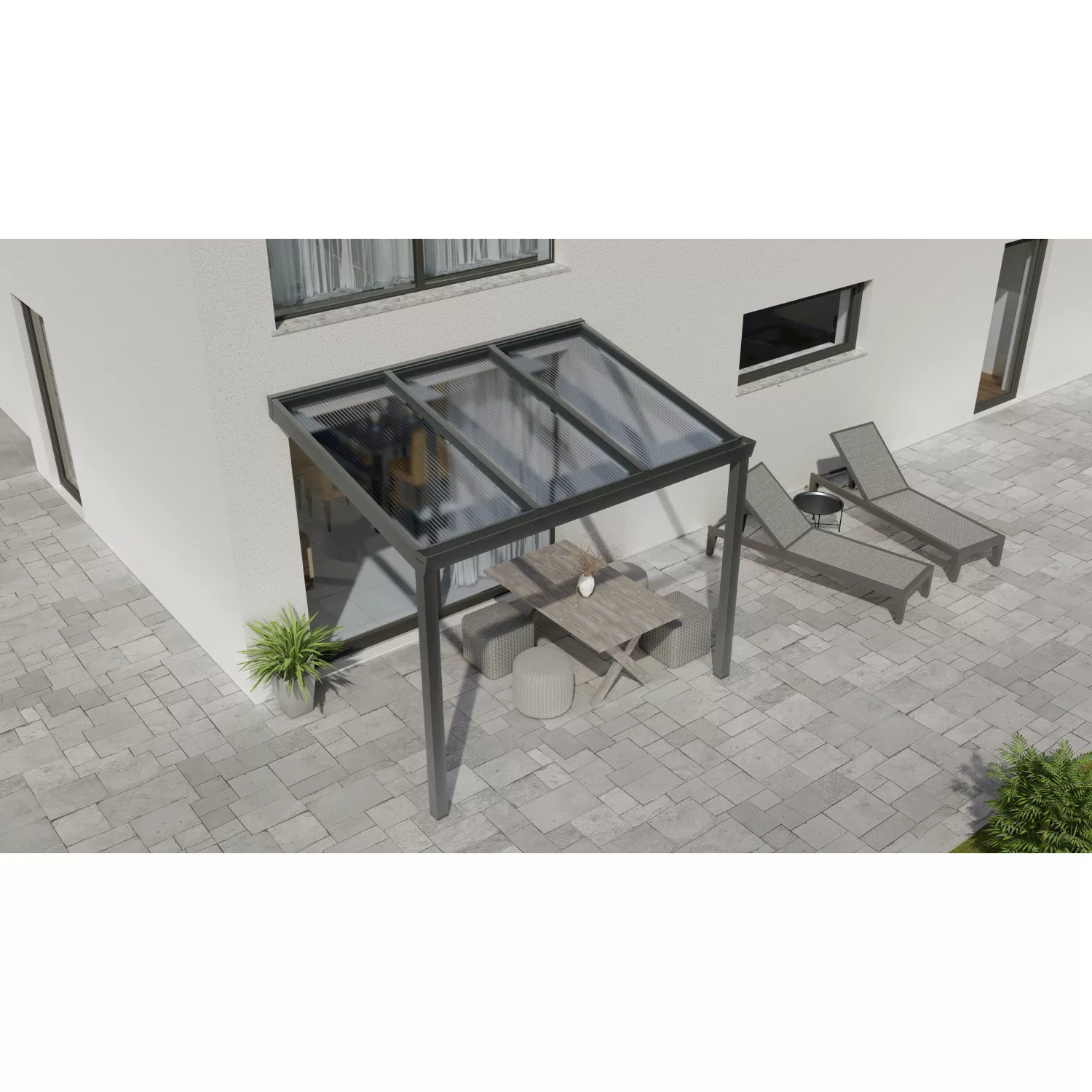 Terrassenüberdachung Professional 300 cm x 350 cm Anthrazit Struktur PC Kla günstig online kaufen