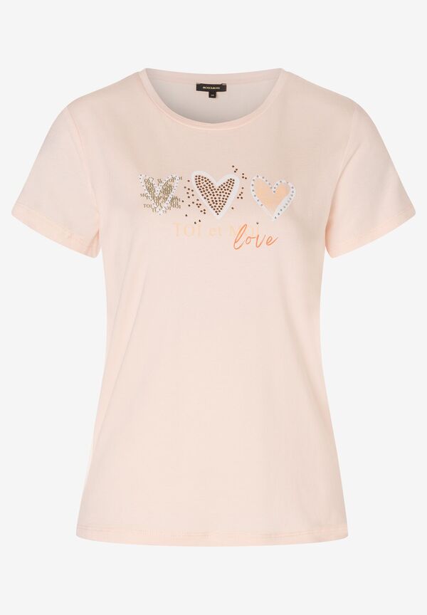 T-Shirt mit Herz-Motiv, soft peach, Sommer-Kollektion günstig online kaufen