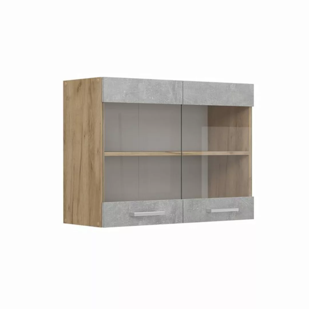 Vicco Glashängeschrank R-Line, Beton/Goldkraft Eiche, 80 cm günstig online kaufen