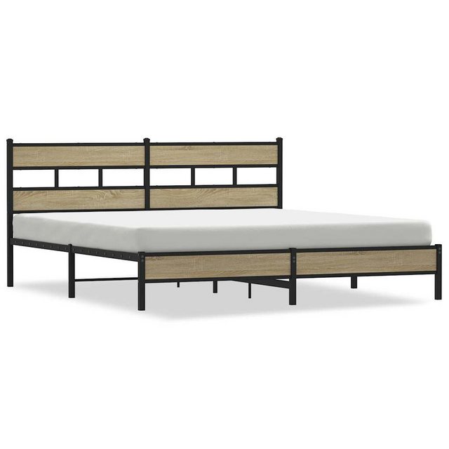 vidaXL Bett, Metallbett ohne Matratze Sonoma-Eiche 200x200 cm günstig online kaufen