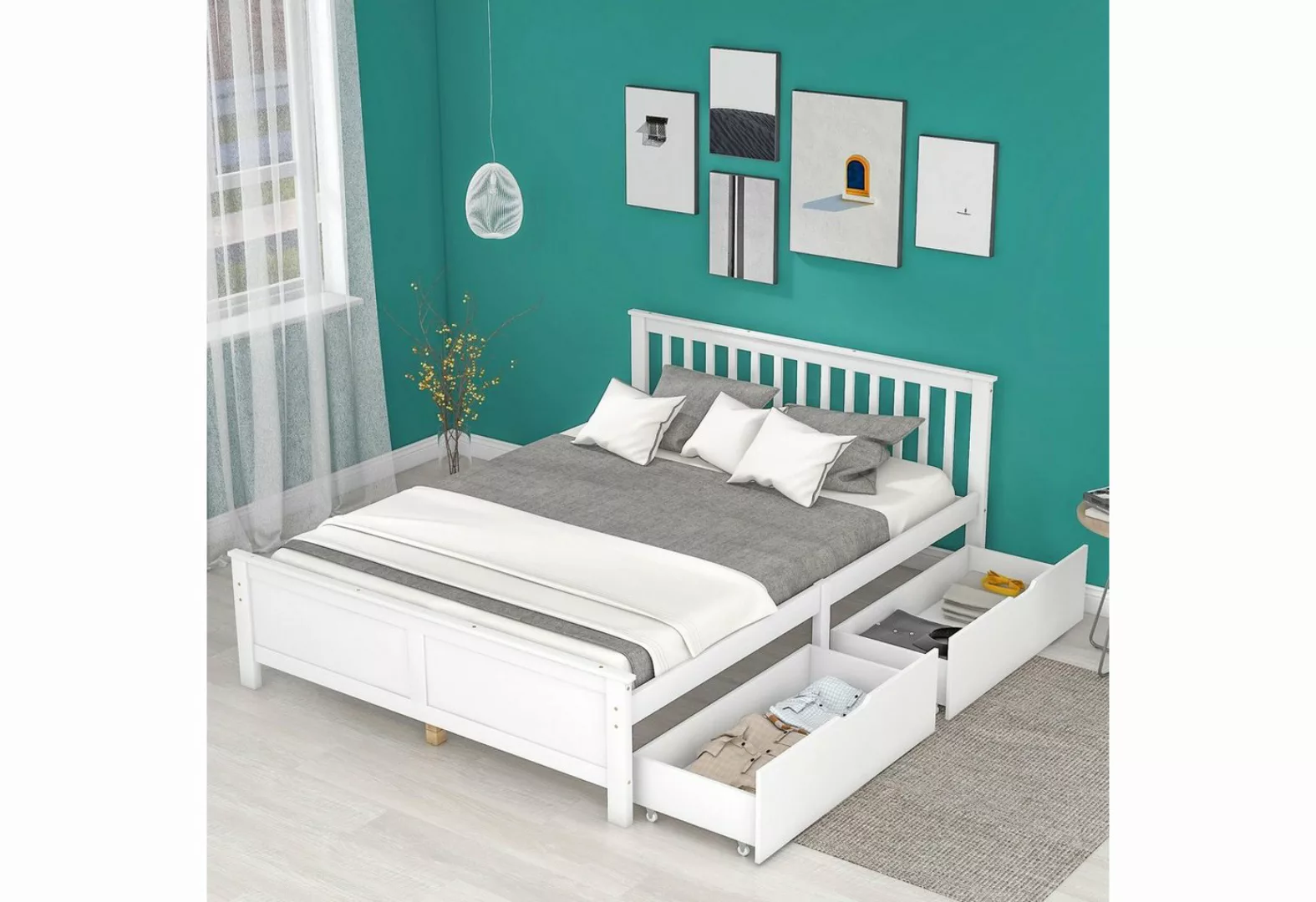 OKWISH Holzbett Bett, Jugendbett, Erwachsenenbett, Kinderbett günstig online kaufen