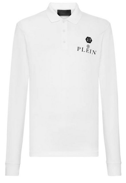 PHILIPP PLEIN Langarm-Poloshirt ikonische PP-Hexagon-Patch günstig online kaufen