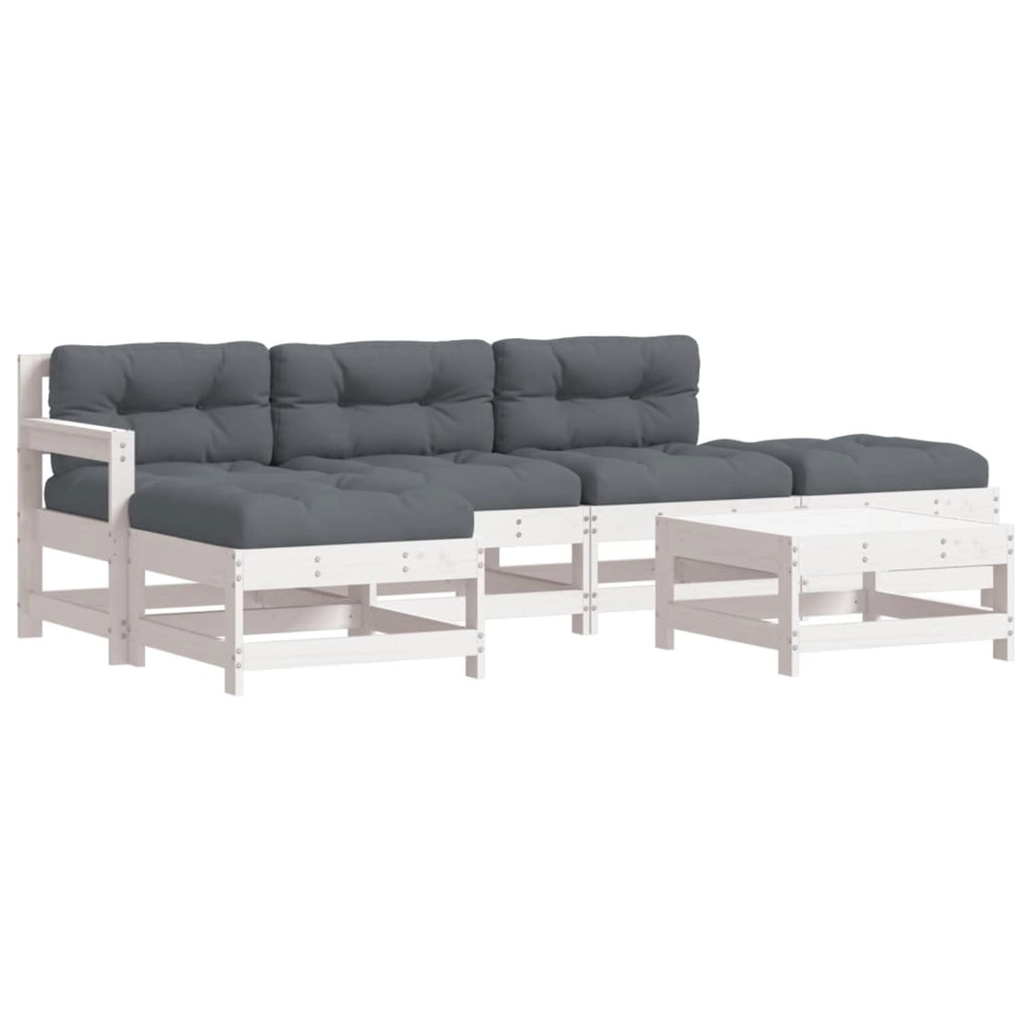 vidaXL 6-tlg Garten-Lounge-Set mit Kissen Weiß Kiefernholz Modell 13 günstig online kaufen