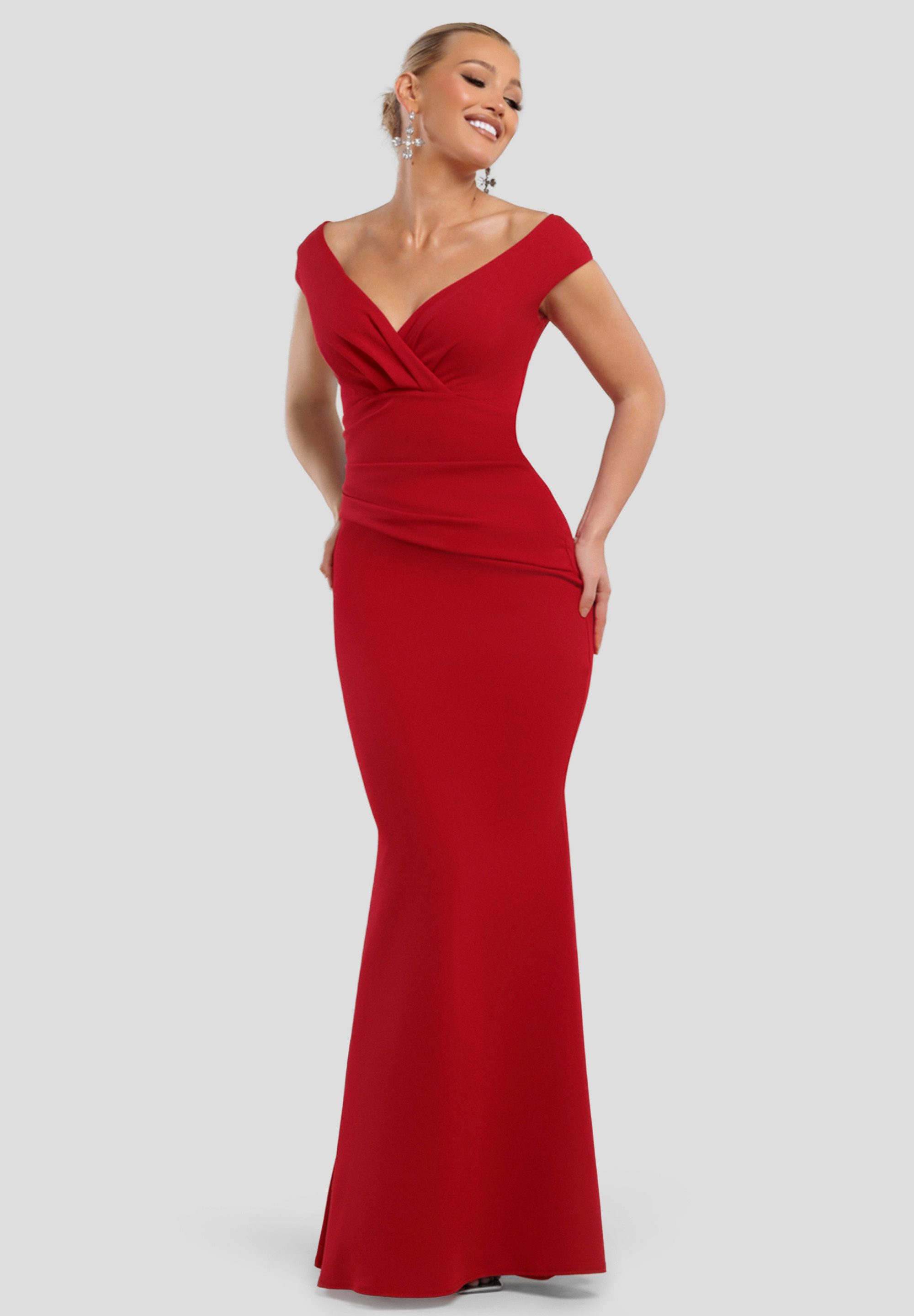Goddiva Maxikleid Bardot Pleated Maxi Dress günstig online kaufen
