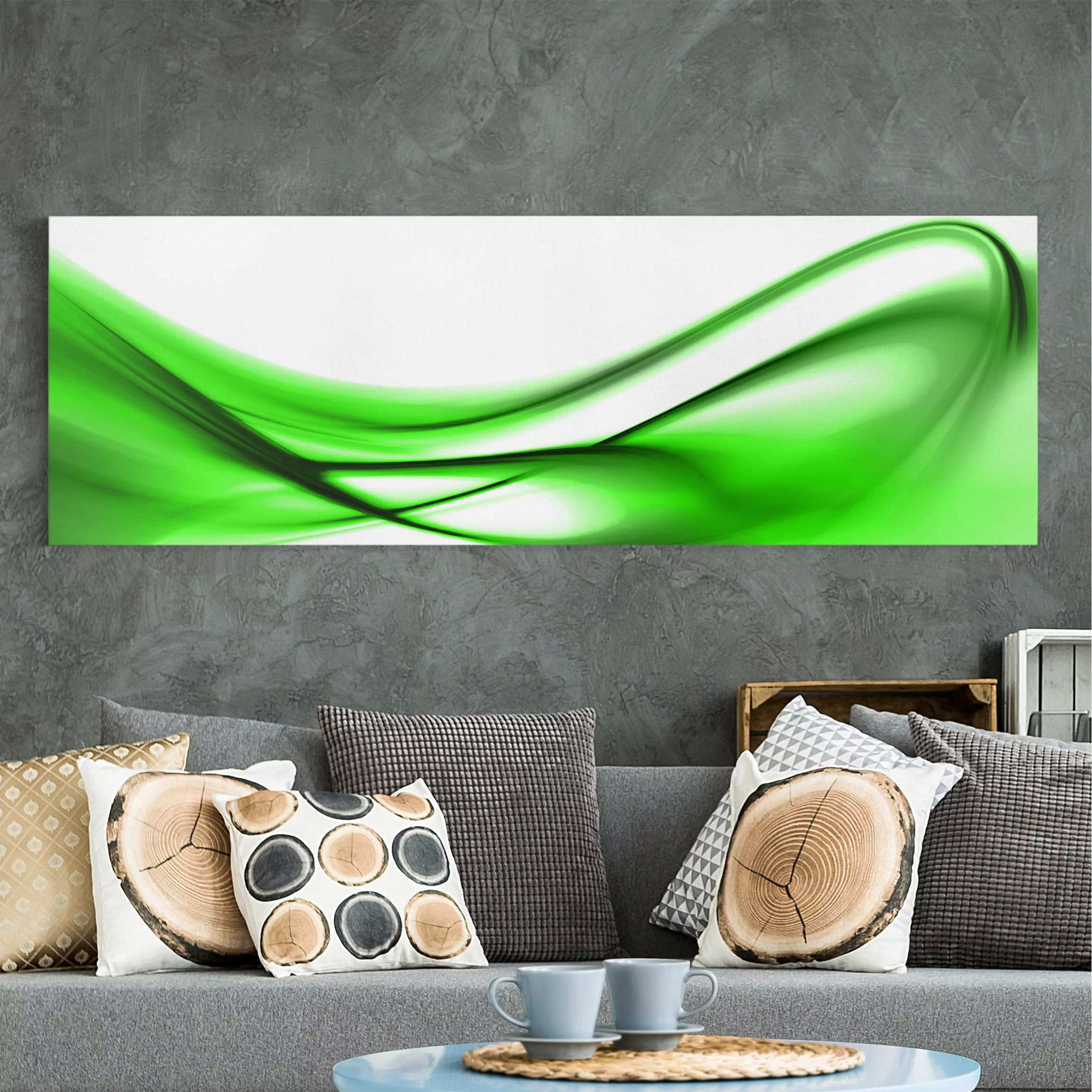 Leinwandbild Abstrakt - Panorama Green Touch günstig online kaufen