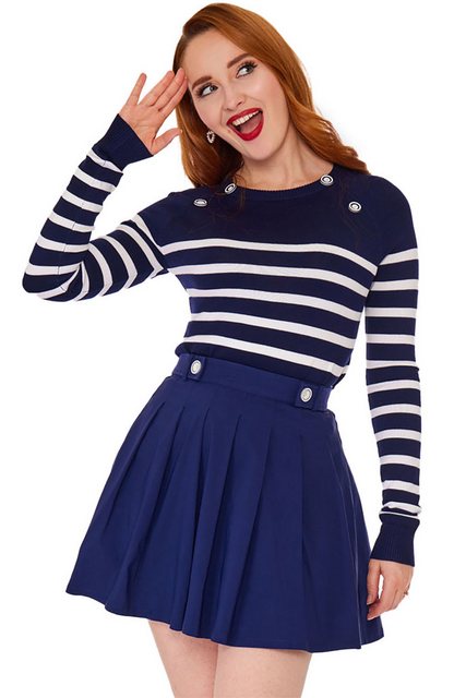 Voodoo Vixen Strickpullover Nautical Stripe And Button Sweater Retro Vintag günstig online kaufen