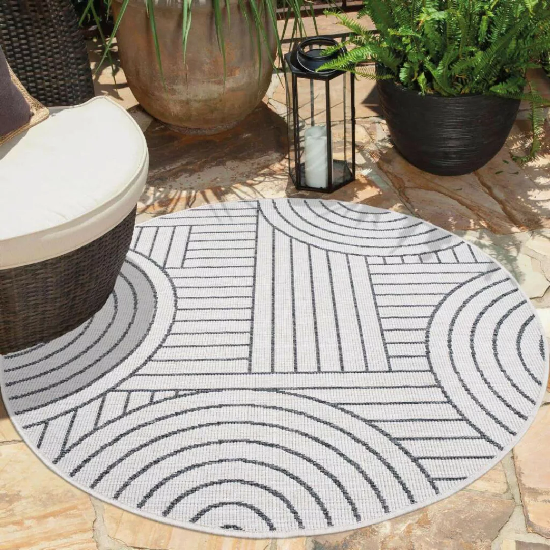 Carpet City Outdoorteppich »DUO RUG 5842«, rund, Wendeteppich Wetterfest In günstig online kaufen