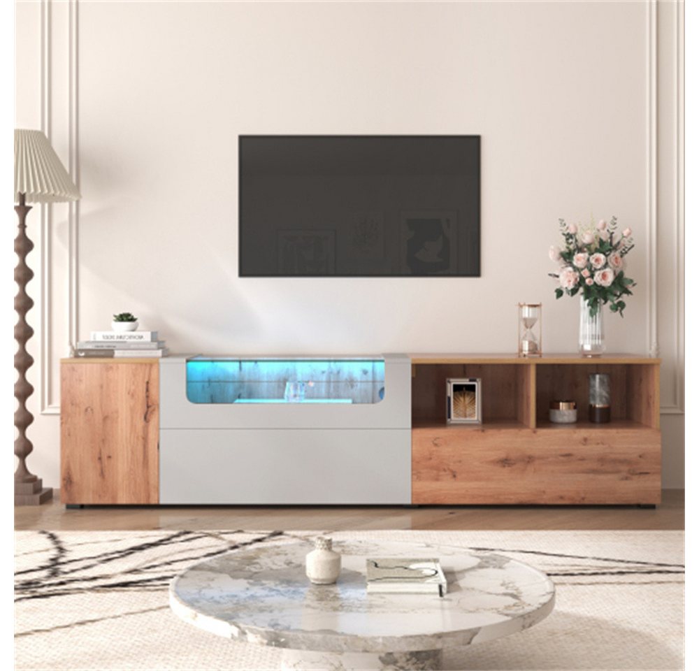 Mia&Coco TV-Schrank TV-Schränke, LED-Beleuchtung, Glasplatten, Hellgrau und günstig online kaufen