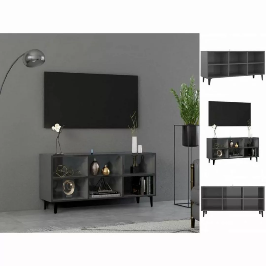 vidaXL TV-Schrank TV-Schrank mit Metallbeinen Hochglanz-Grau 103,5x30x50 cm günstig online kaufen