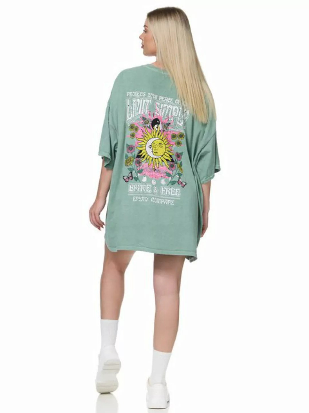 Worldclassca T-Shirt Worldclassca Oversized Print LIVIN SIMPLY T-Shirt lang günstig online kaufen