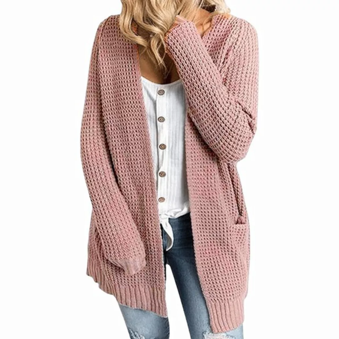 AUKUU Cardigan Damen einfache Strickjacke für Herbst und Winter, Taschenpul günstig online kaufen