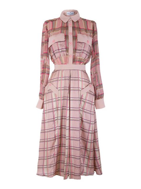 RUA & RUA Midikleid Kleid aus Seide Hemdkleid Seidenkleid mit Karomuster günstig online kaufen