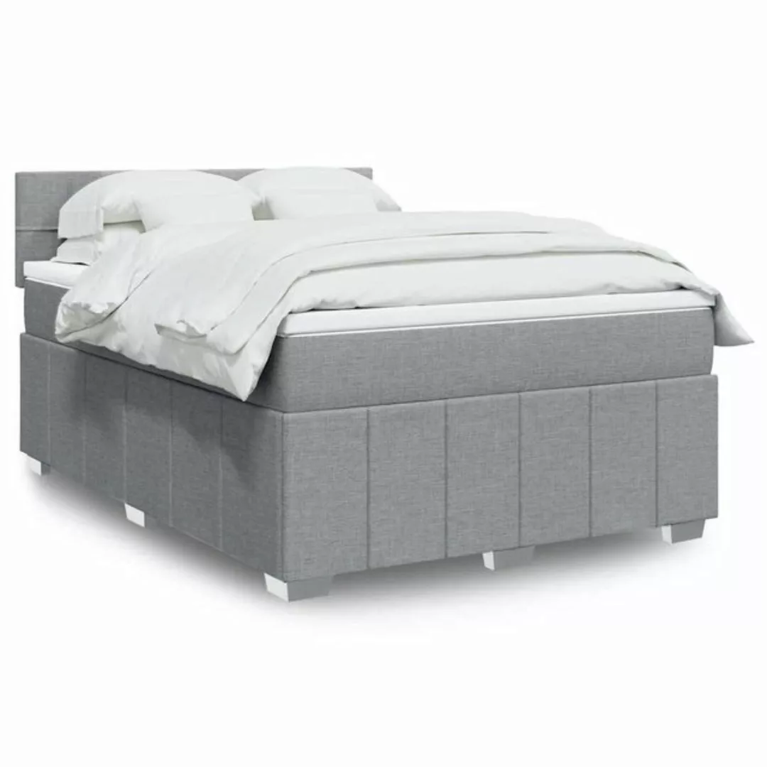 vidaXL Boxspringbett, Boxspringbett mit Matratze Hellgrau 140x200 cm Stoff günstig online kaufen