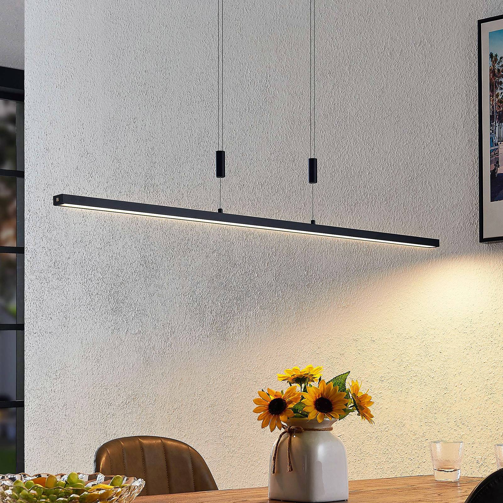 Lindby Arneja LED-Hängelampe, schwarz, CCT, höhenverstellbar günstig online kaufen