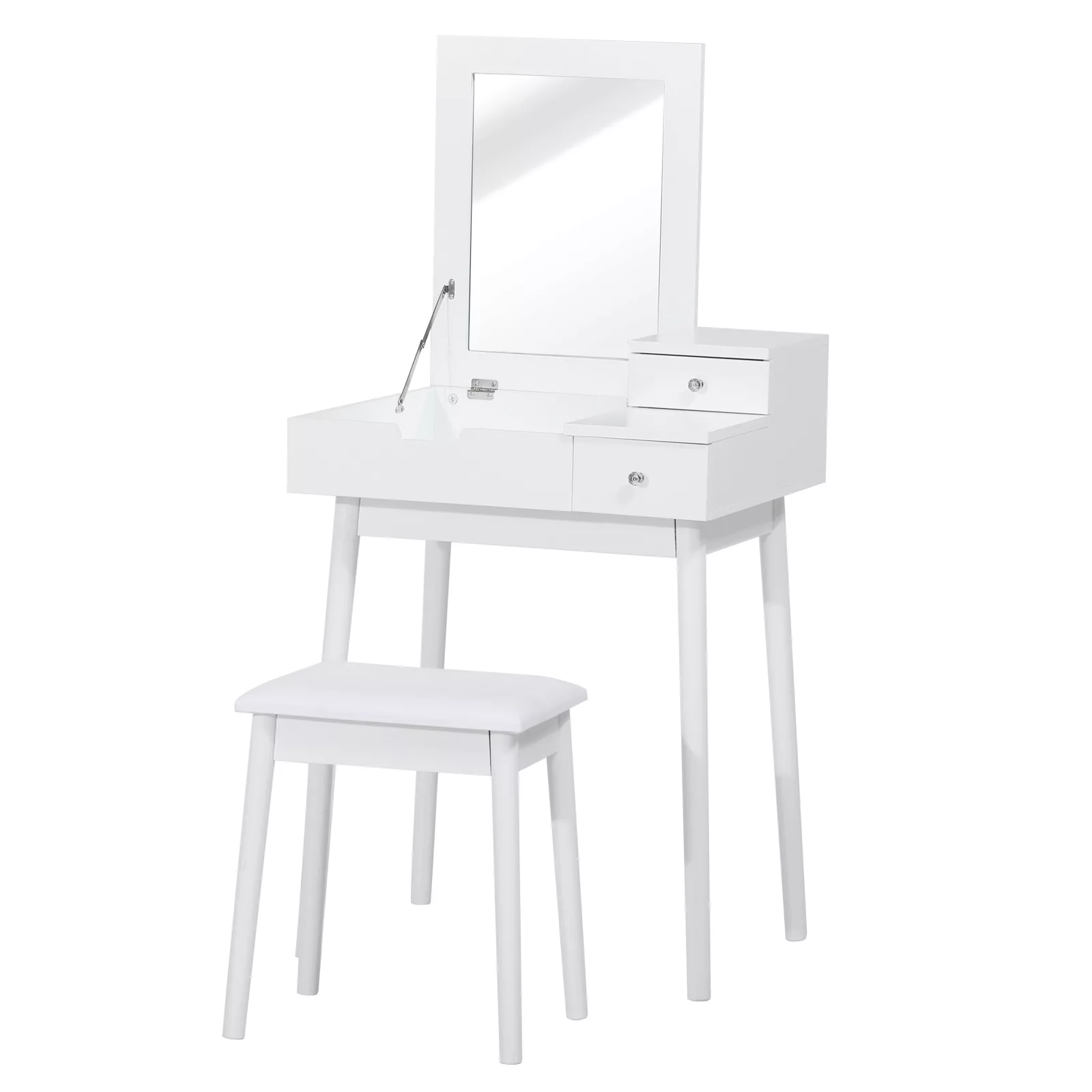 HOMCOM Schminktisch mit Hocker klappbarer Spiegel + 2 Schubladen MDF Massiv günstig online kaufen