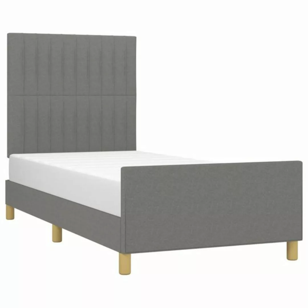 vidaXL Bett Bettgestell mit Kopfteil Dunkelgrau 90x190 cm Stoff günstig online kaufen