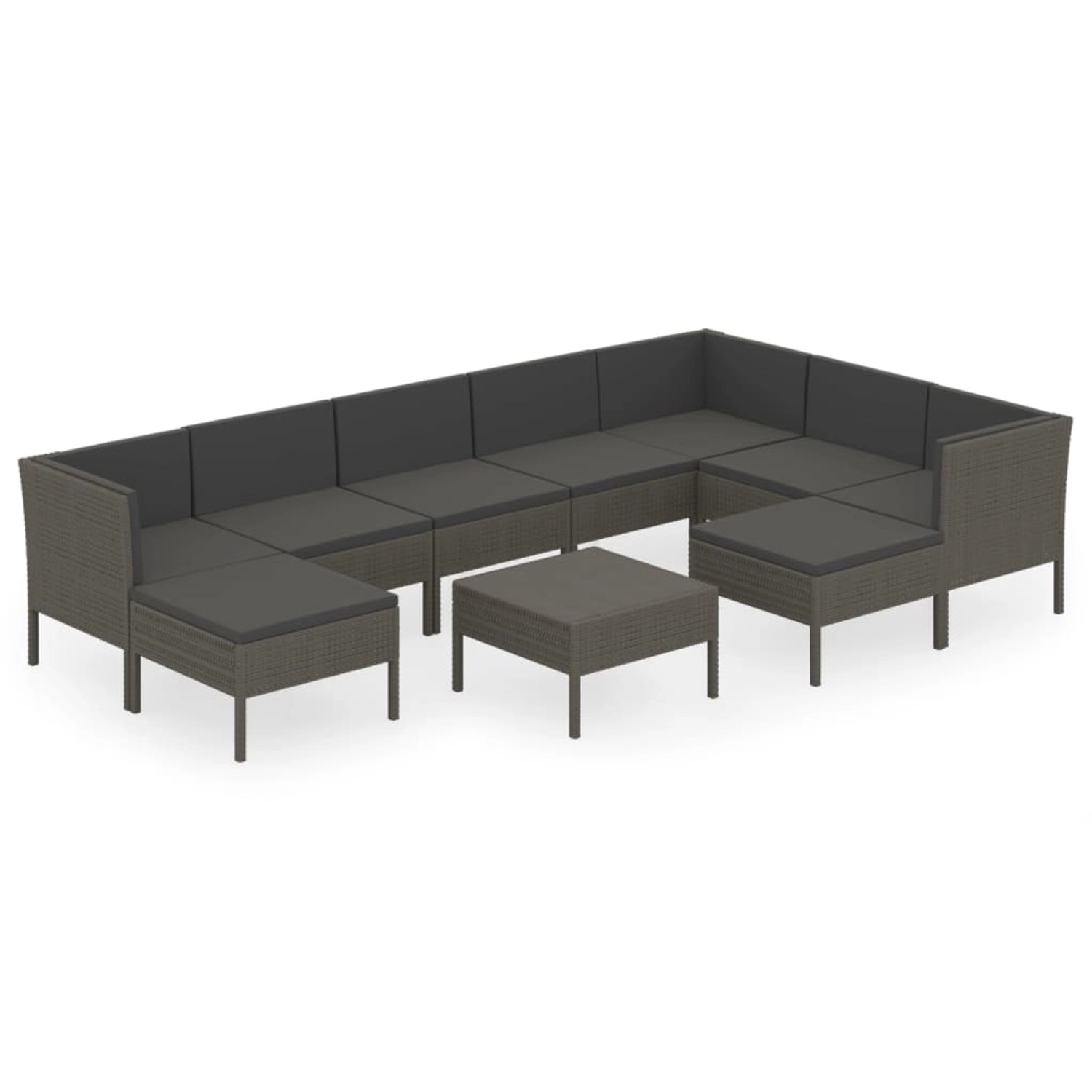 vidaXL 10-tlg Garten-Lounge-Set mit Auflagen Poly Rattan Grau Modell 13 günstig online kaufen