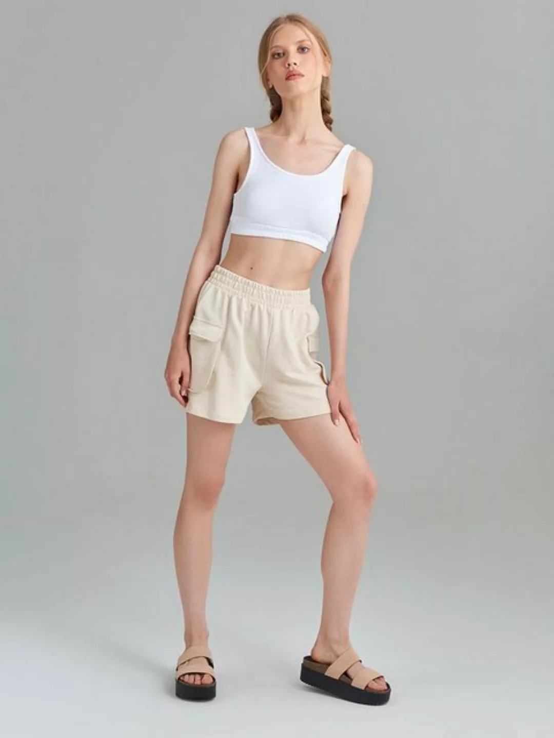 Rivus Shorts Locker geschnittene Shorts aus gekämmter Baumwolle mit Taschen günstig online kaufen