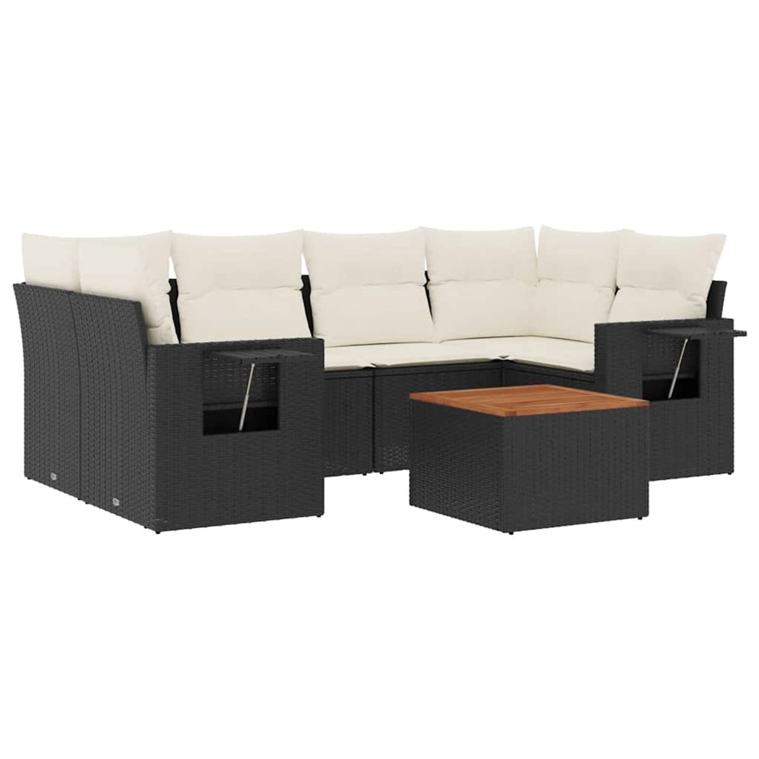 vidaXL 7-Tlg Garten-Sofagarnitur mit Kissen Schwarz Poly Rattan 3256791 günstig online kaufen