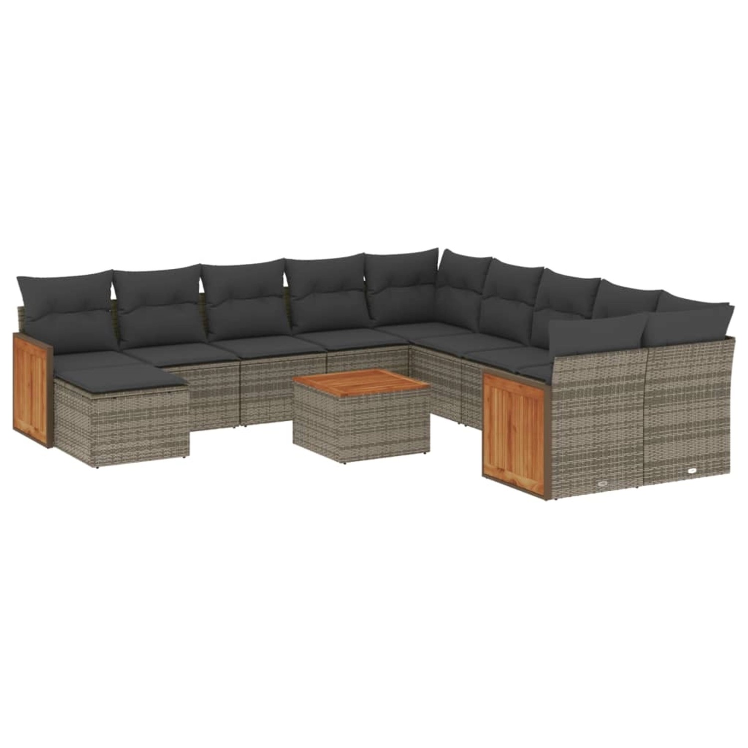 vidaXL 12-Tlg Garten-Sofagarnitur mit Kissen Grau Poly Rattan 3260660 günstig online kaufen