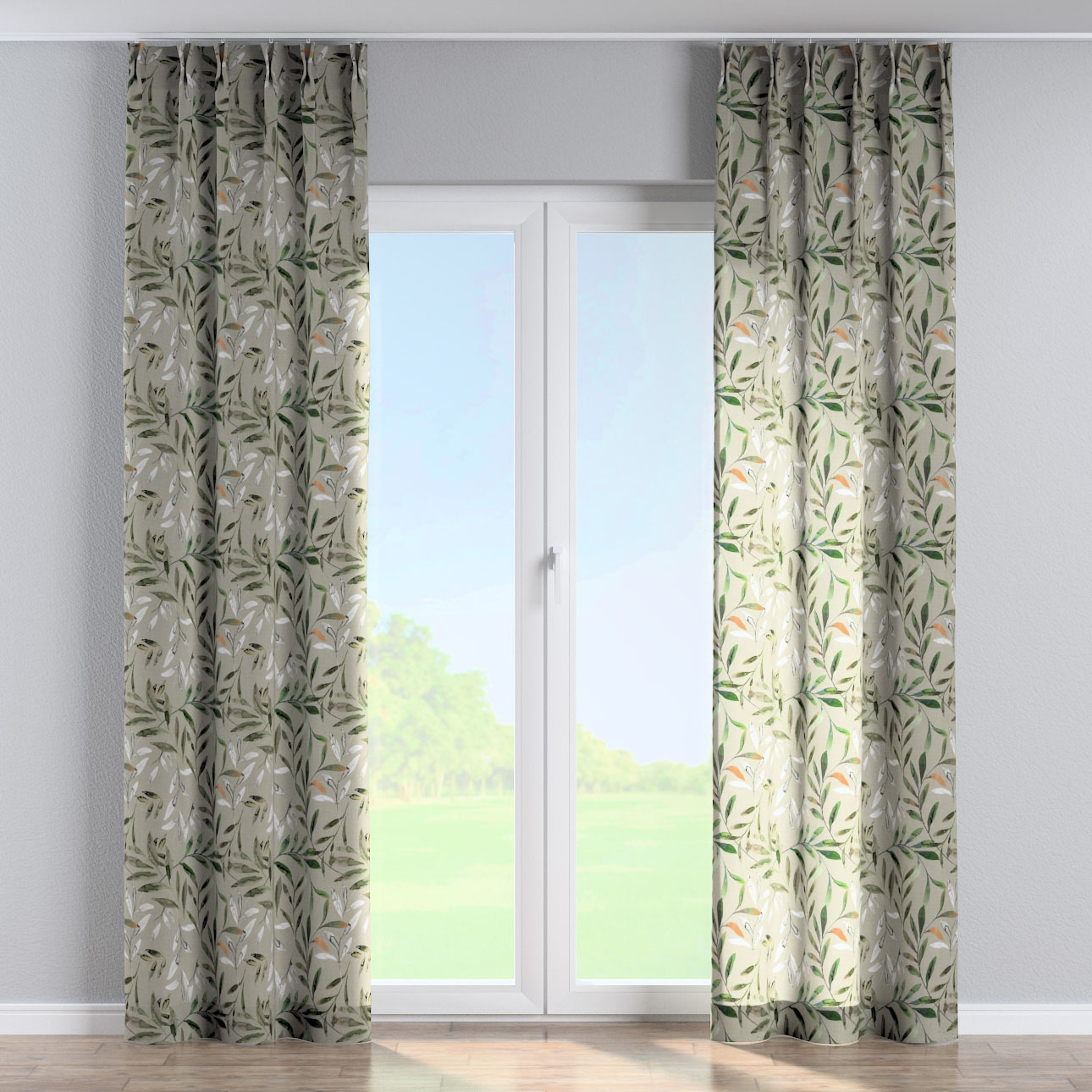 Vorhang mit flämischen 2-er Falten, grau-grün, Eden (144-23) günstig online kaufen