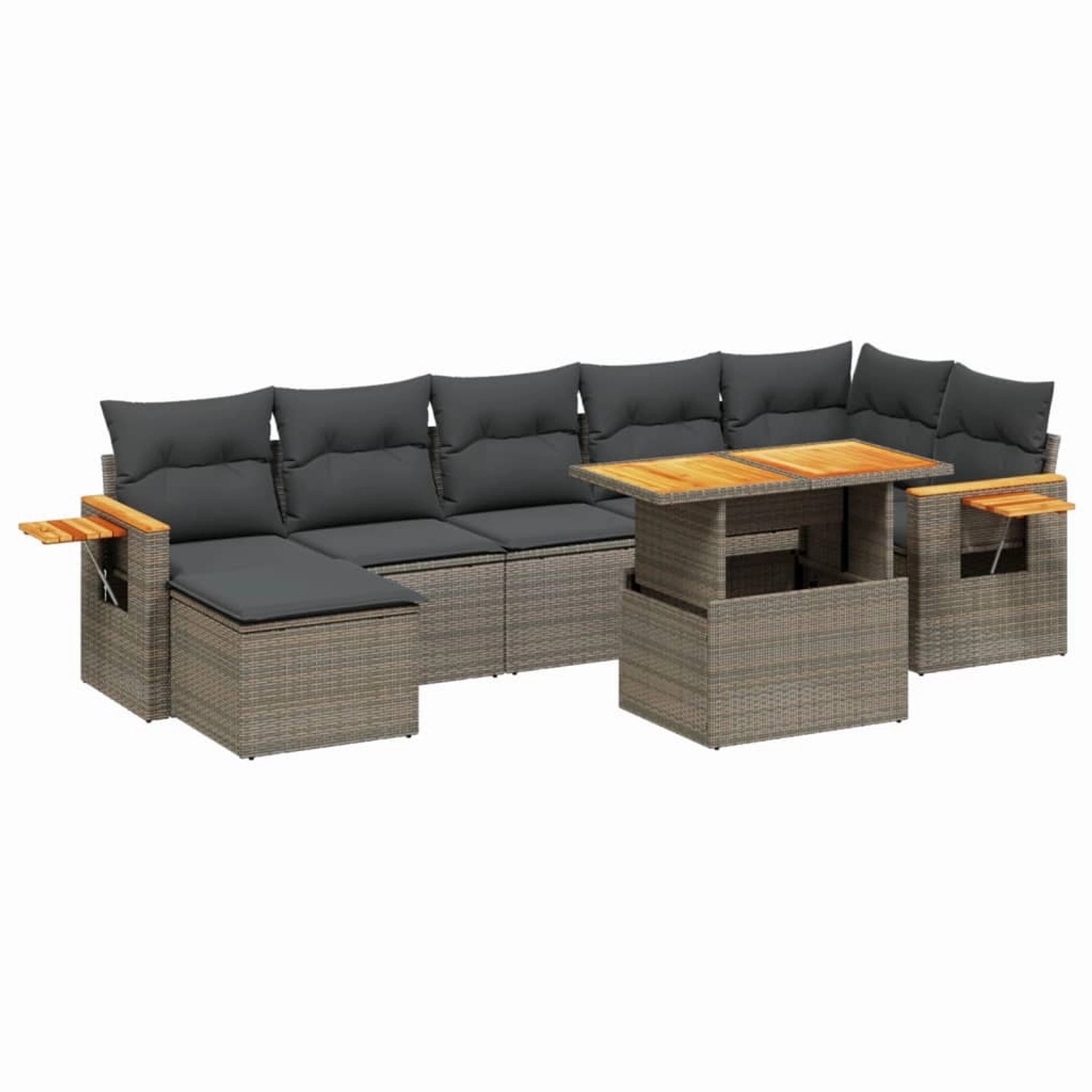 vidaXL 8-Tlg Garten-Sofagarnitur mit Kissen Grau Poly Rattan 3273629 günstig online kaufen