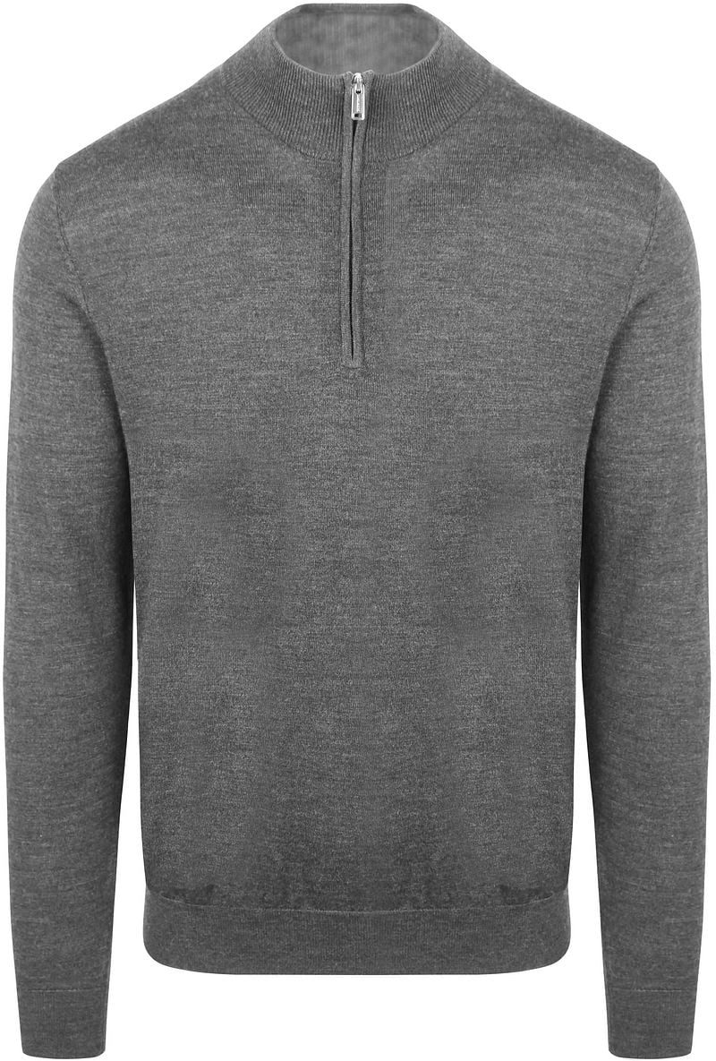 Profuomo Half Zip Pullover Merinowolle Grau - Größe XL günstig online kaufen
