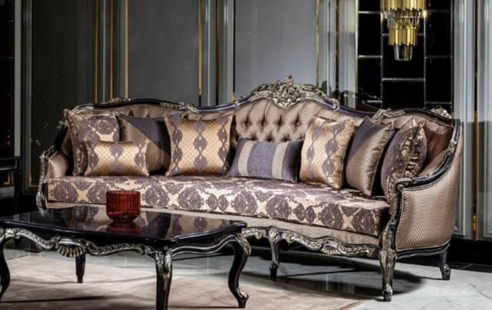 Casa Padrino Sofa Luxus Barock Sofa Gold / Lila - Prunkvolles Wohnzimmer So günstig online kaufen