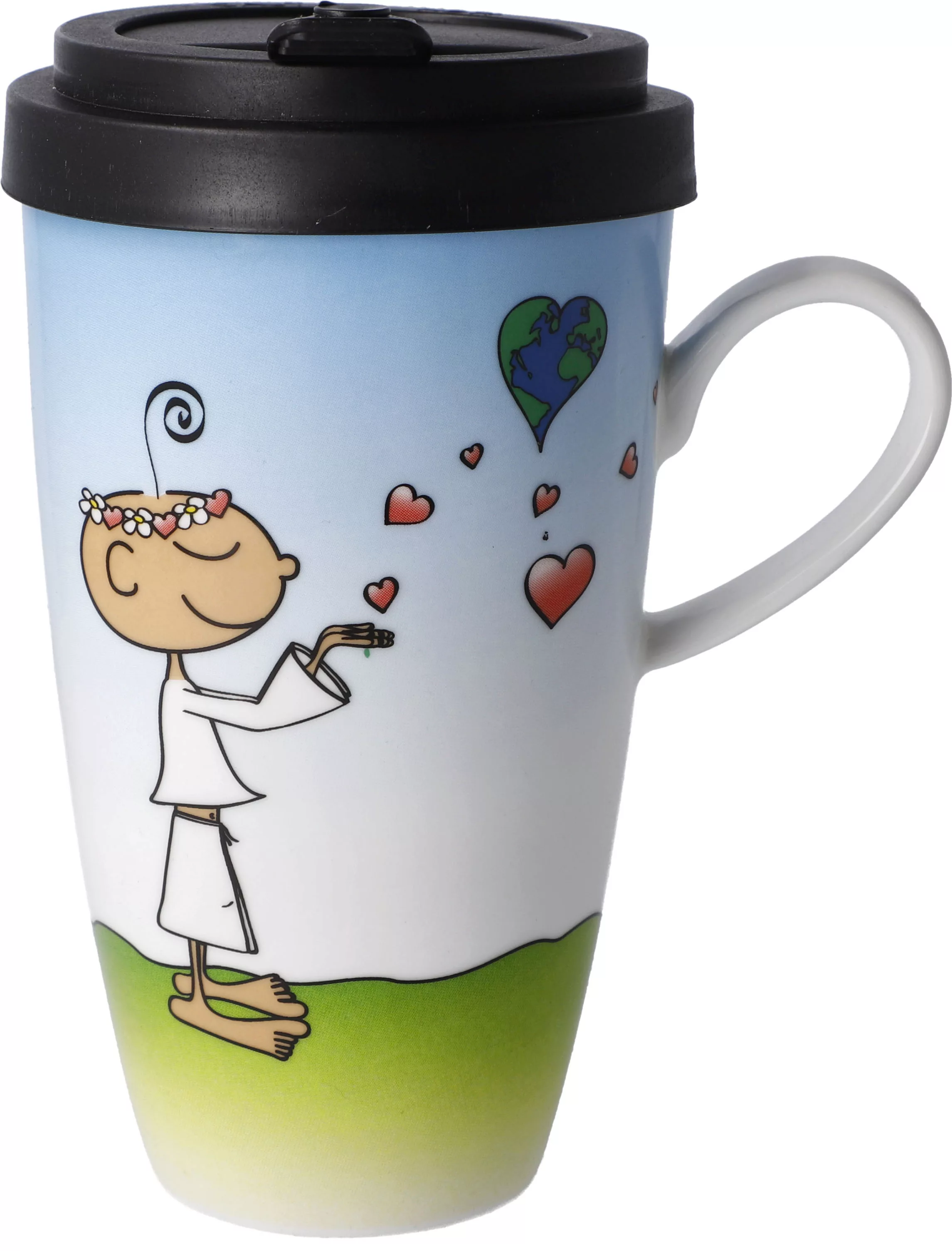 Goebel "Künstlertasse mit Deckel Der kleine Yogi - ""Life is beautiful""" b günstig online kaufen