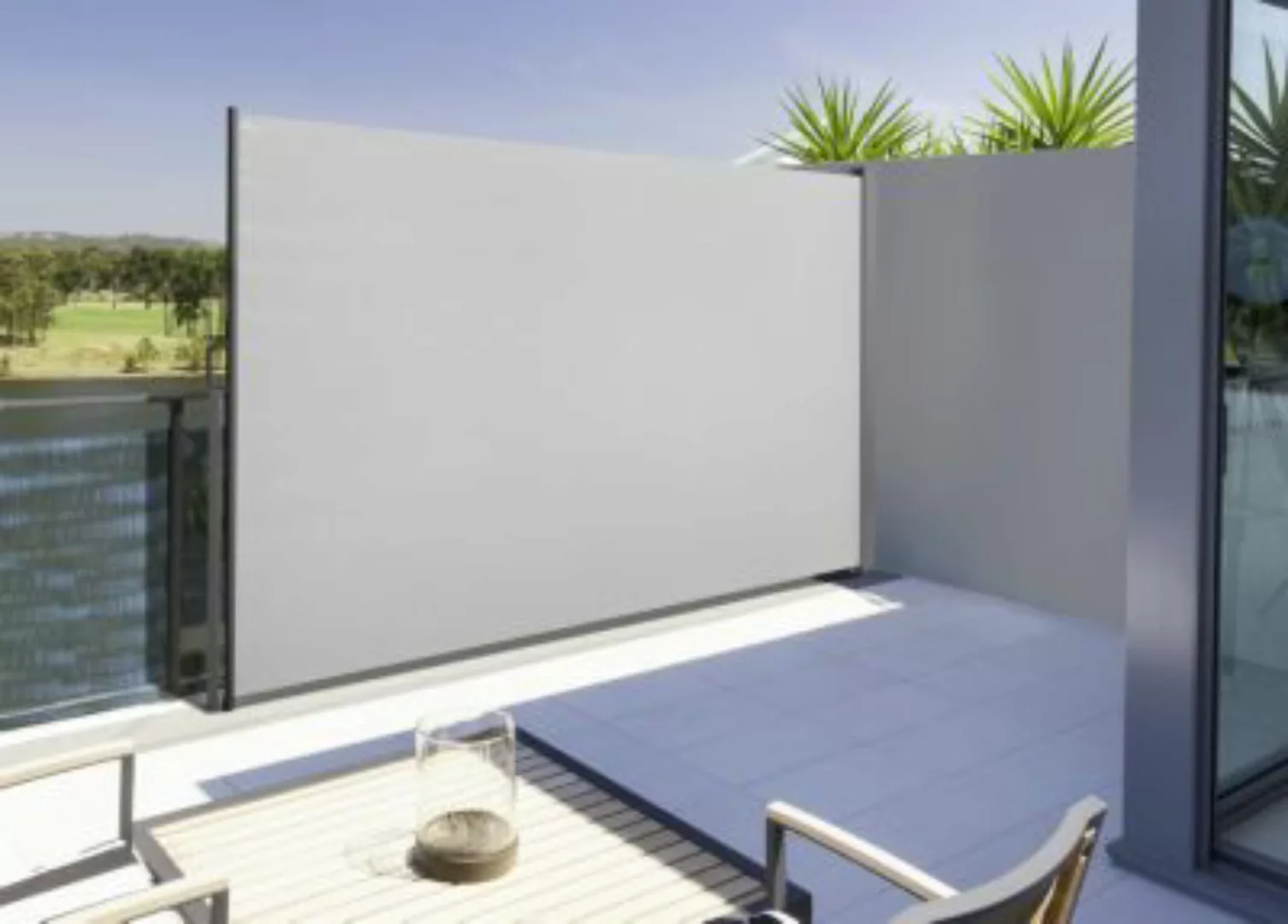 Gartenfreude Sichtschutz Seitenmarkise Lärmschutz 180 x 300 cm hellgrau günstig online kaufen