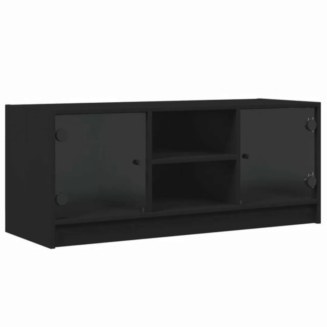 vidaXL TV-Schrank TV-Schrank mit Glastüren Schwarz 102x37x42 cm (1-St) günstig online kaufen