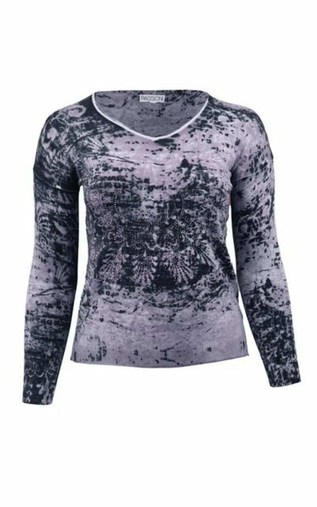 Passioni Strickpullover Pullover mit V-Ausschnitt und abstraktem Print und günstig online kaufen