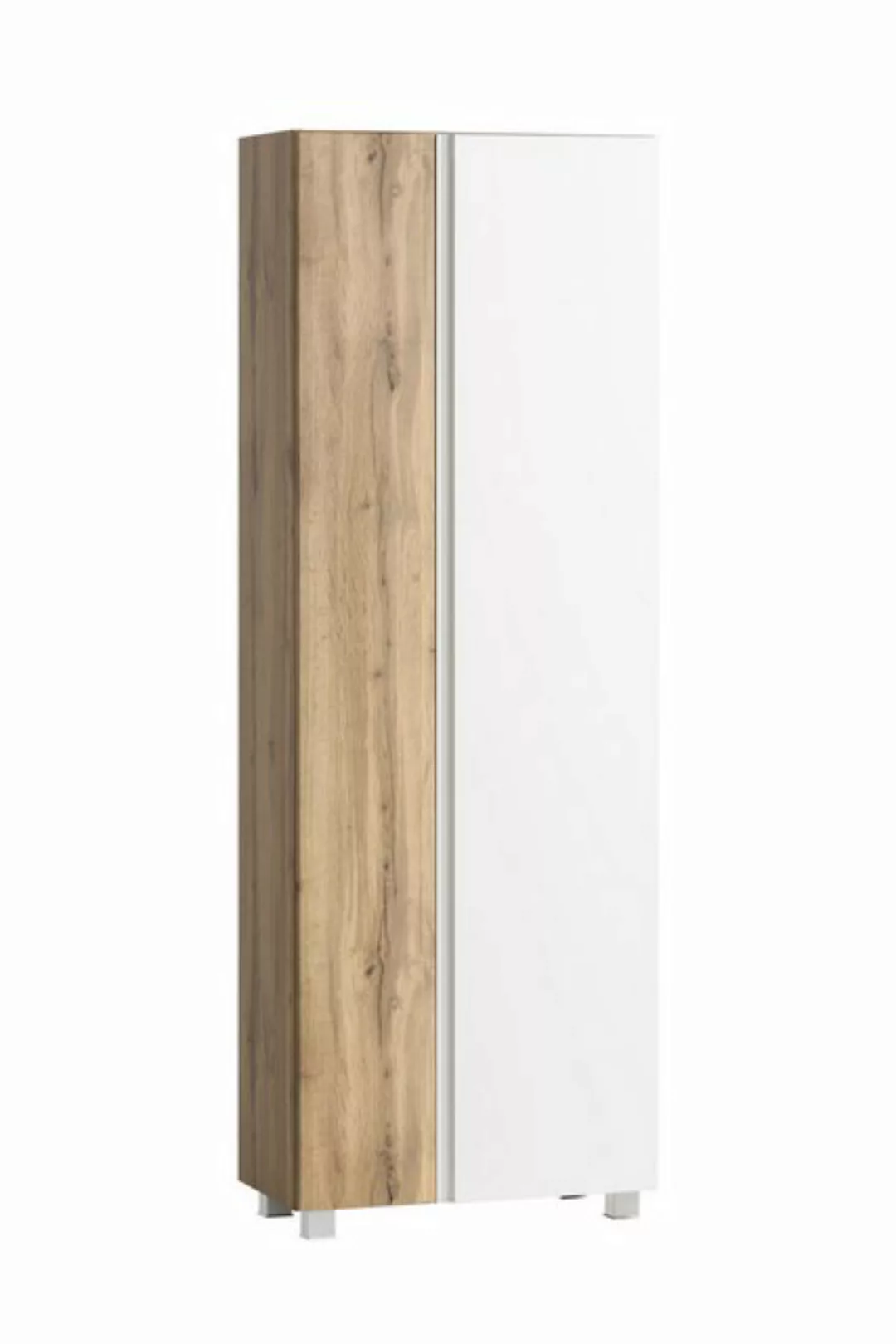 HELD MÖBEL Seitenschrank in weiß / Wotaneiche, MDF - 65x180x35cm (BxHxT) günstig online kaufen